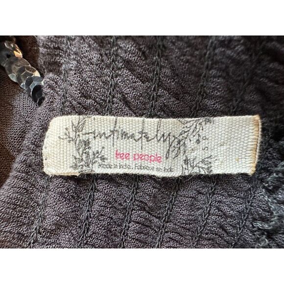 Free People Glitter Mini Slip Embellished Double Strap Black Dress Size Small - Picture 5 of 5